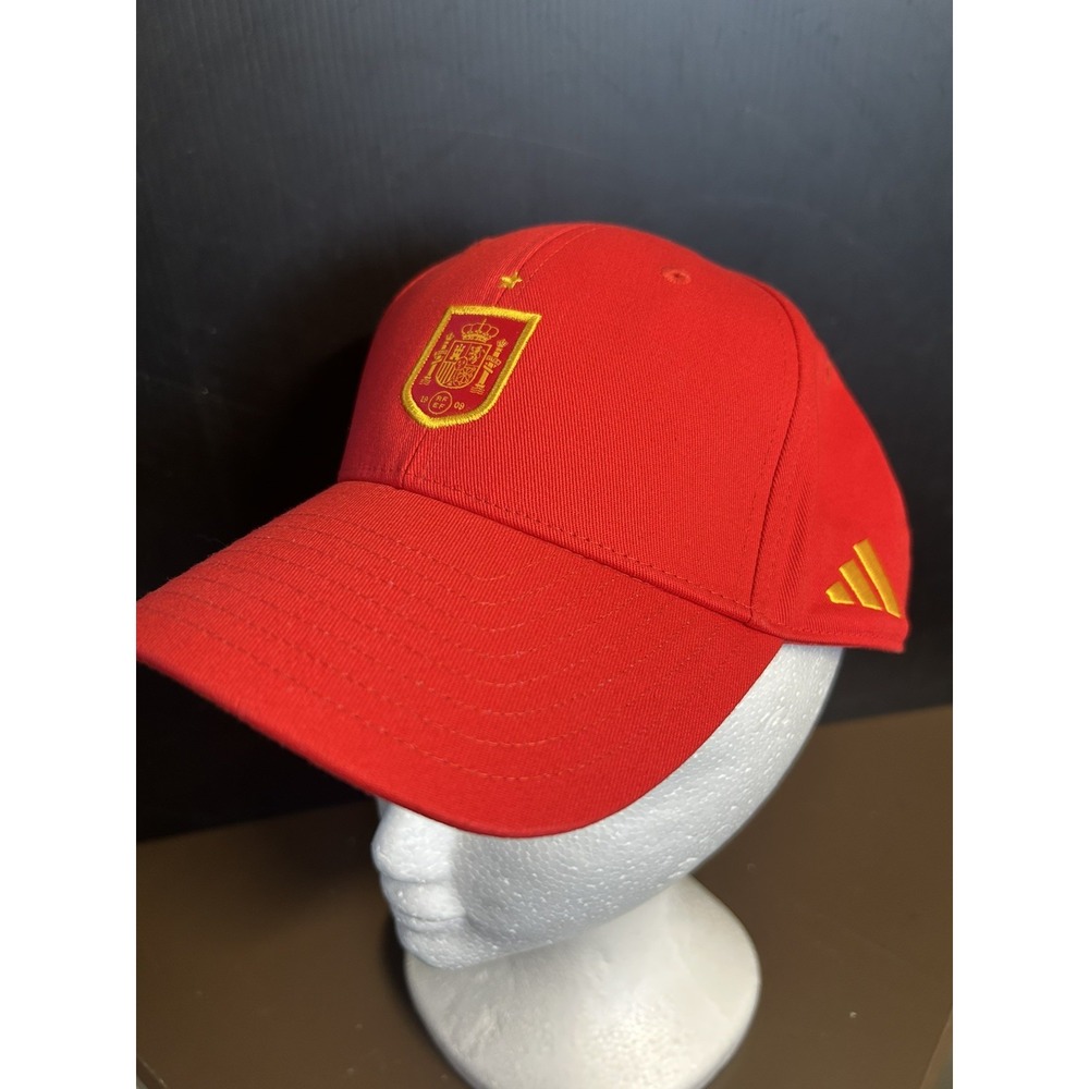Adidas Spain National Team Soccer Cap Red Yellow Adjustable Hat.